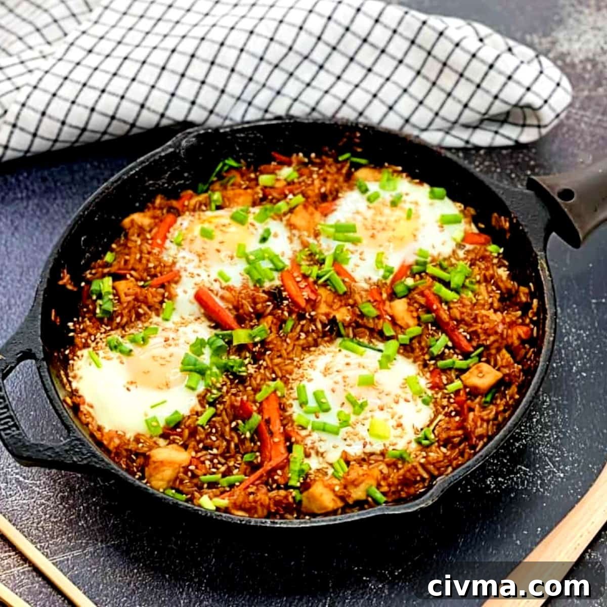 Chicken fried rice with teriyaki sauce