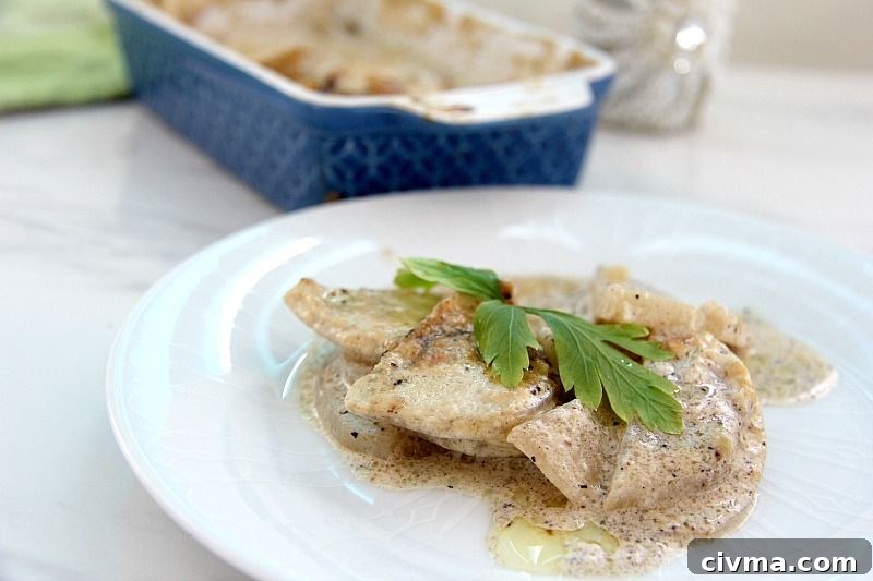 scalloped turnips on a plate