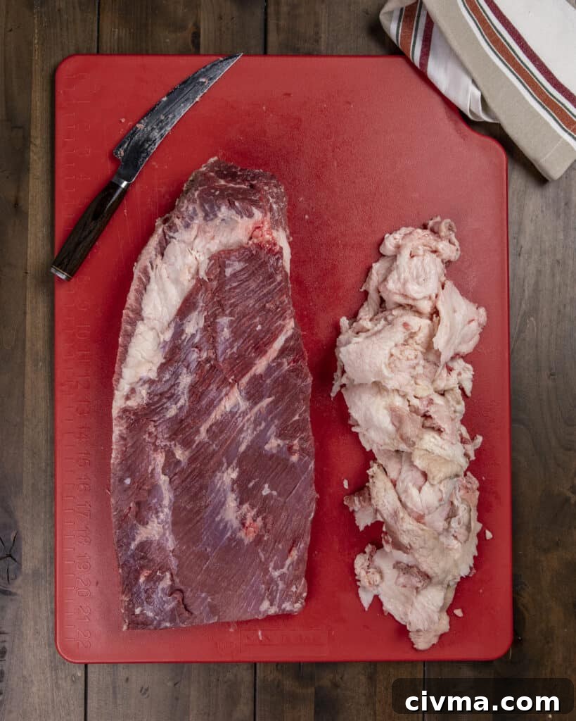Trimming brisket