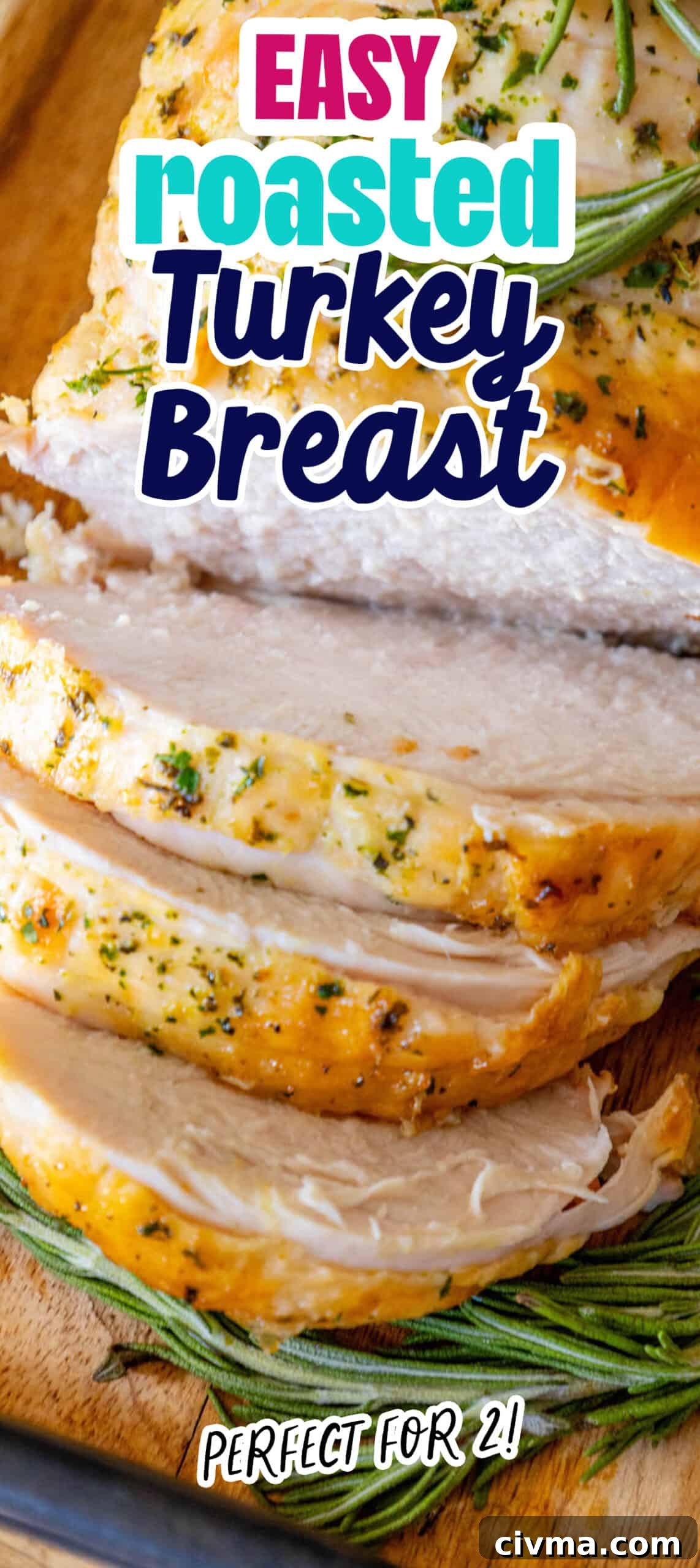 Easy roasted turkey breast on a cutting board.