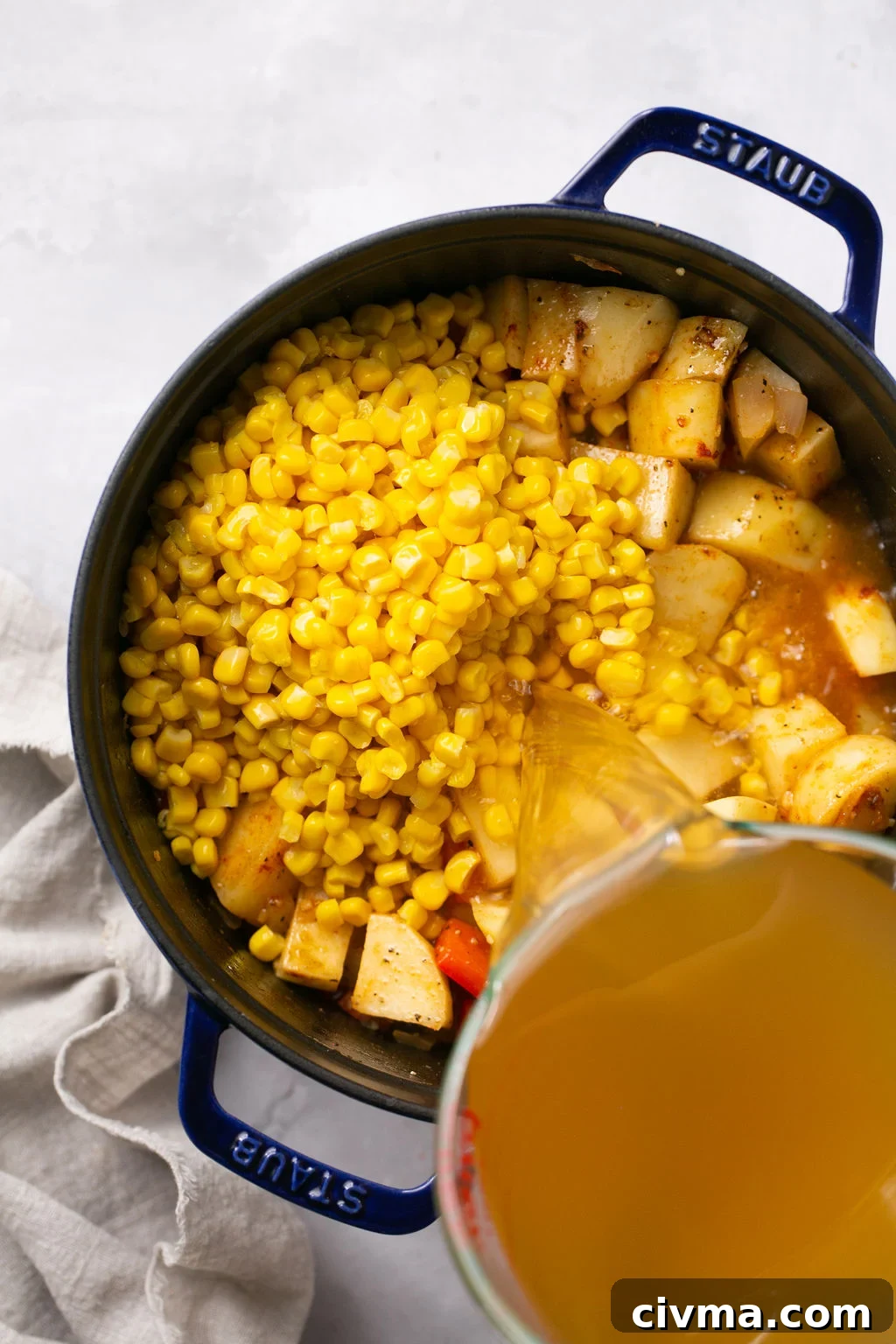 making potato corn chowder