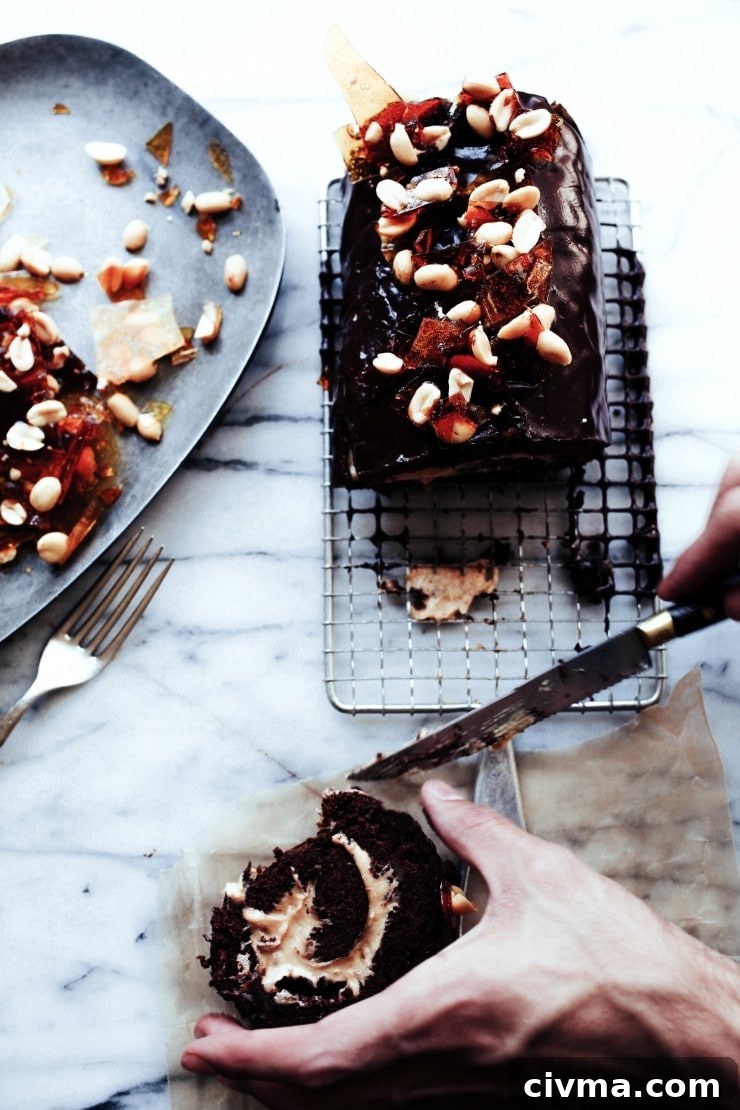 Sliced Chocolate Swiss Roll Cake