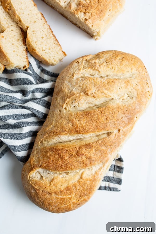 a full loaf of No Yeast Sourdough Bread. 