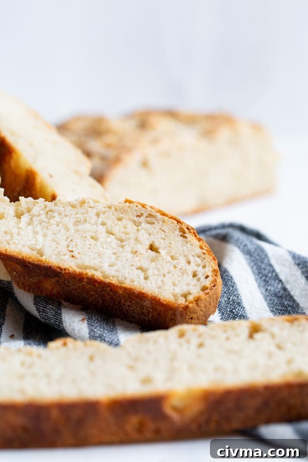A slice of No Yeast Sourdough Bread. 