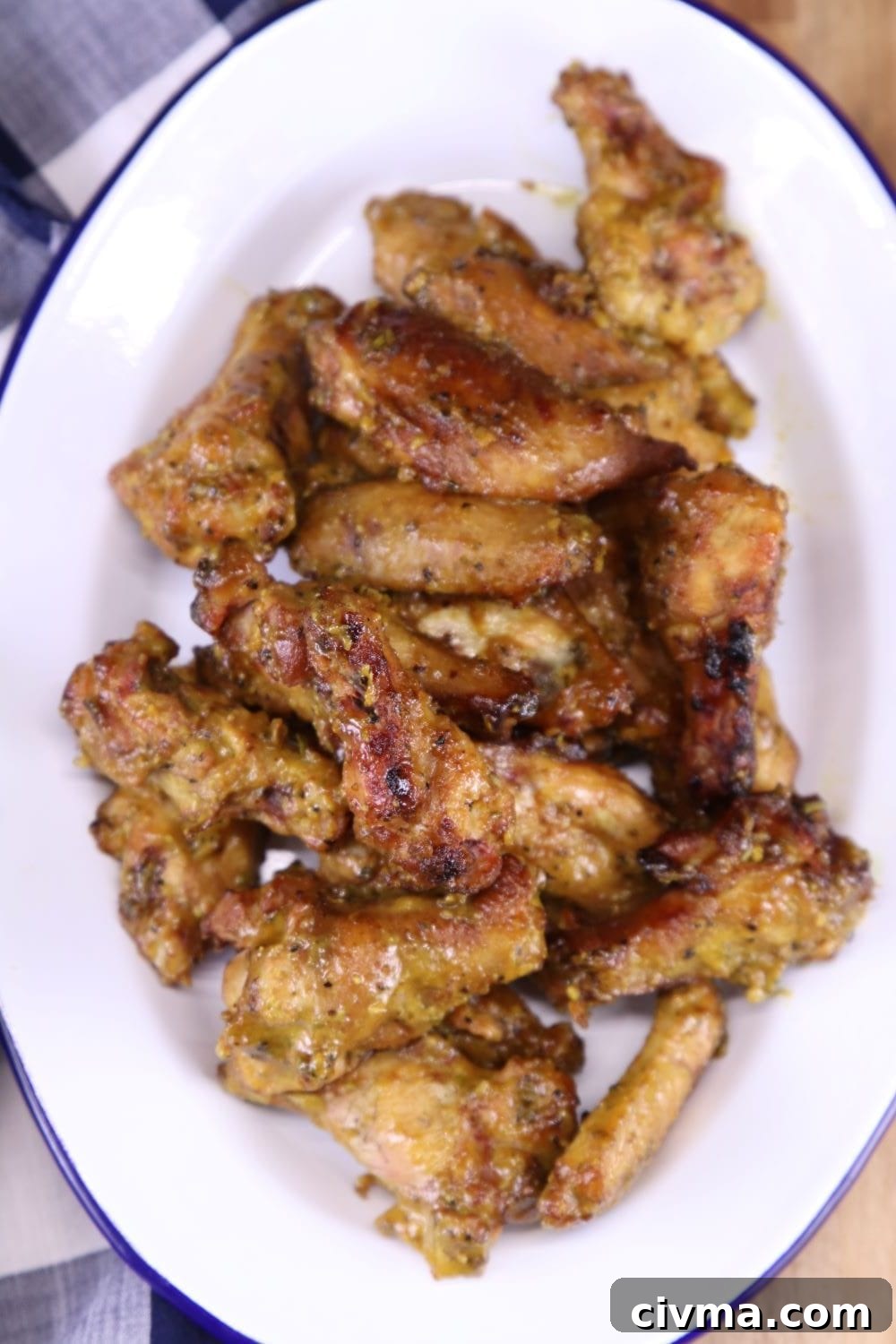 chicken wings - grilling recipe with homemade mustard sauce Chicken Wings on a platter