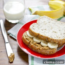 Peanut butter and banana sandwich