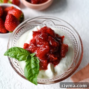 A delicious sweet and tart compote made from fresh strawberry and rhubarb.