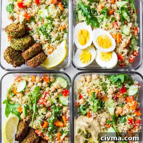 Quinoa chickpea lunch bowls