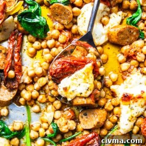 Sausage chickpea sheet pan dinner