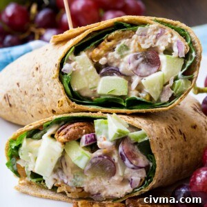 Chicken Salad Wrap with Apples, Grapes, and Spicy Pecans