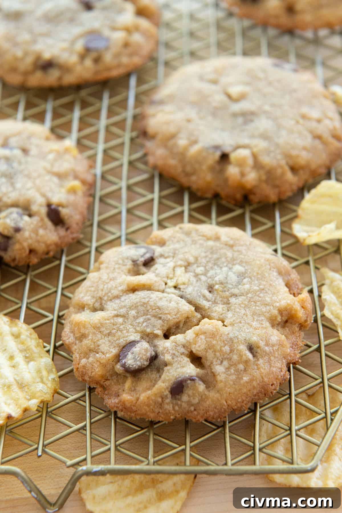 Potato Chip Cookies On a Wire Rack