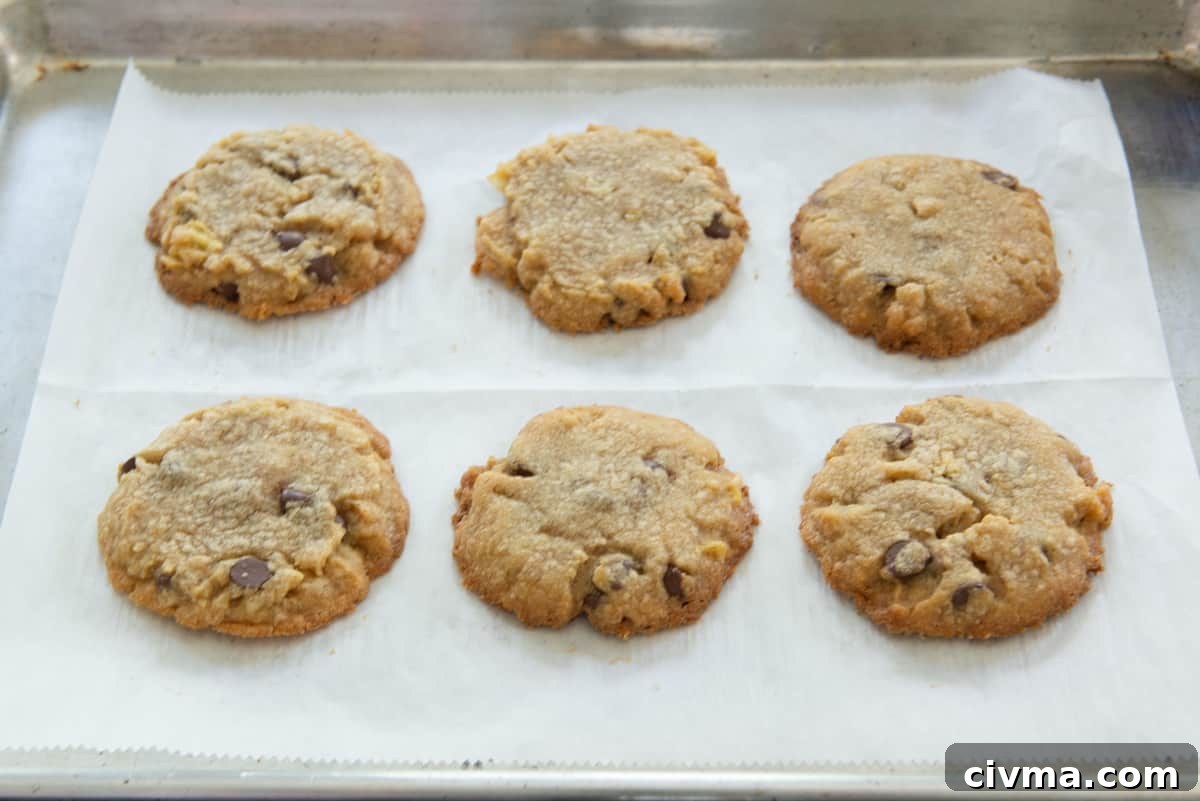 Potato Chip Cookies On Parchment After Baking