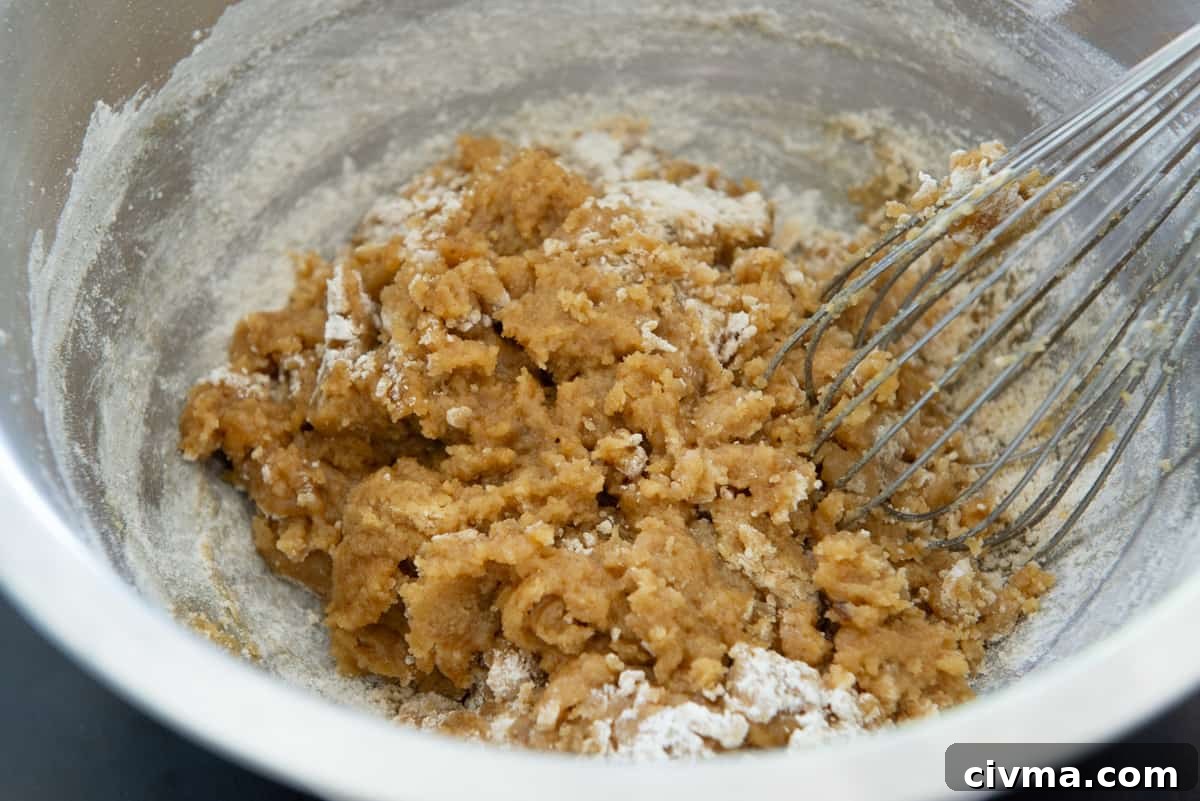 The flour almost absorbed into the dough, but not quite