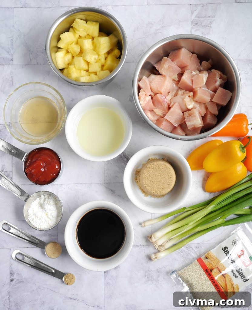 Pineapple and peppers for sweet and sour chicken