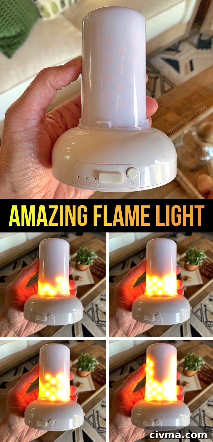 LED flame light that looks like a real candle flame for holiday home decor