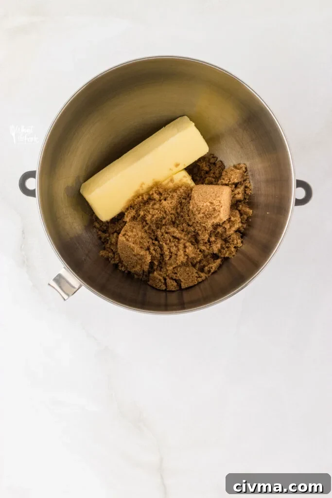 butter and sugar in a stand mixer bowl
