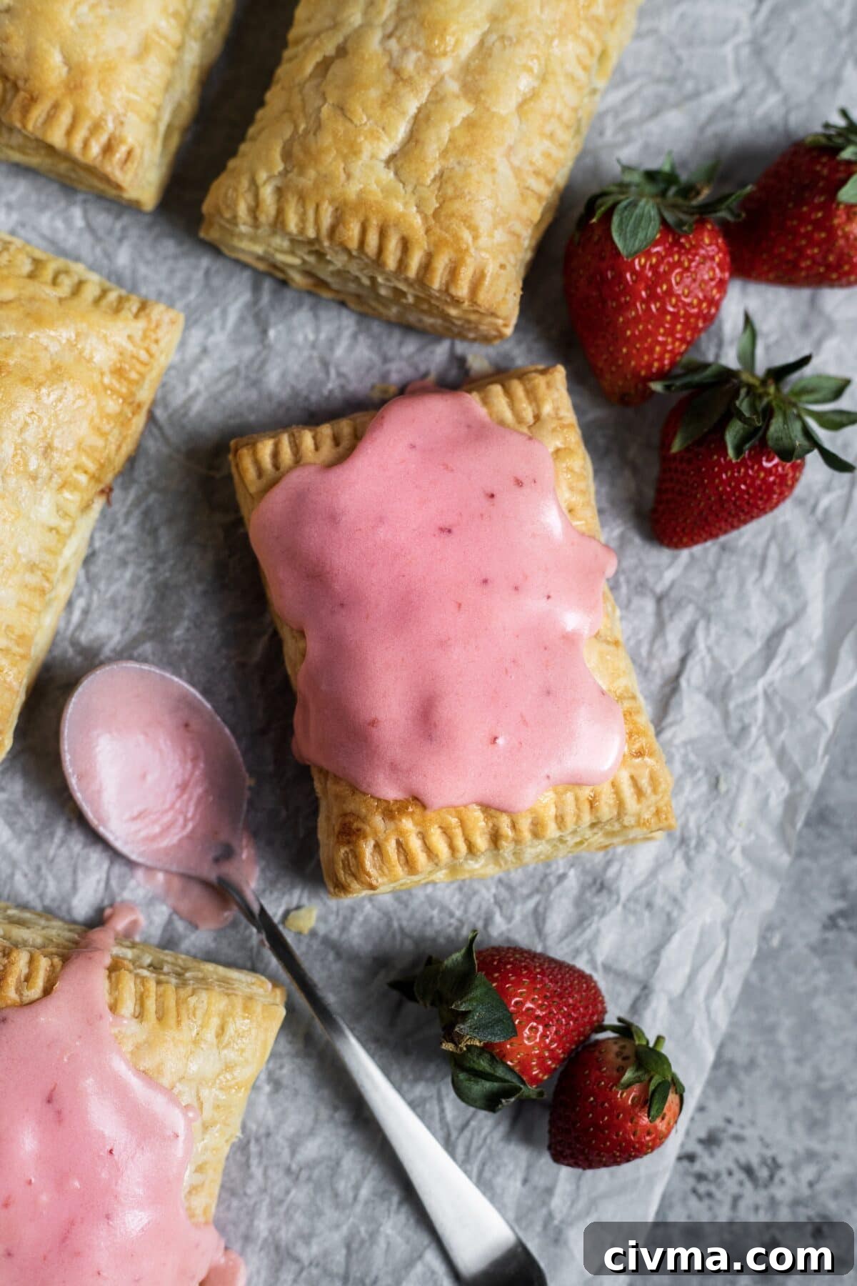 cut pop tart showing jam