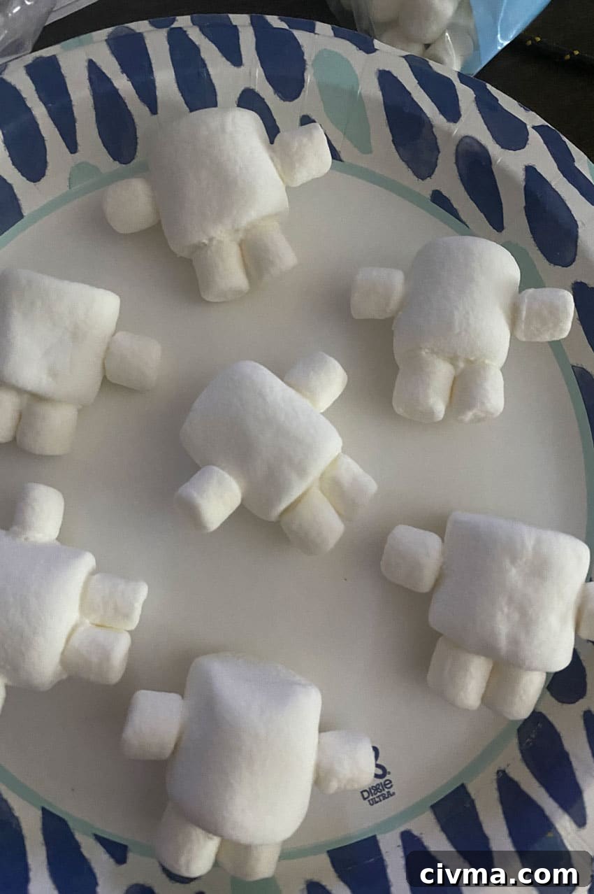 adipose marshmallows on paper plates