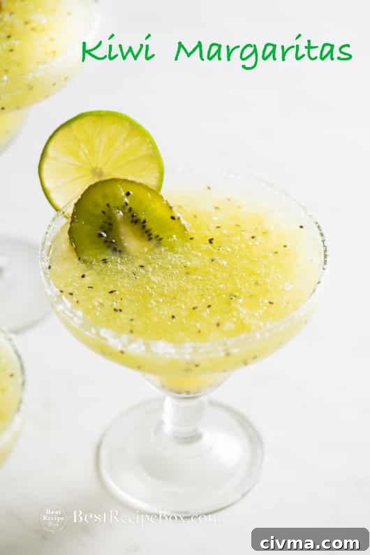 Kiwi Margaritas Recipe made from fresh kiwi! | @bestrecipebox Kiwi Margaritas Recipe made from fresh kiwi in a glass