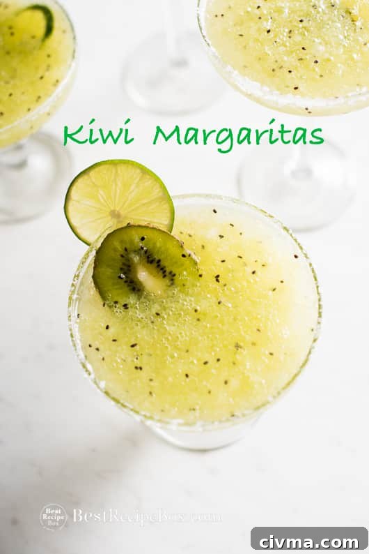 Kiwi Margaritas Recipe made from fresh kiwi! | @bestrecipebox Kiwi Margaritas Recipe made from fresh kiwi in a glass