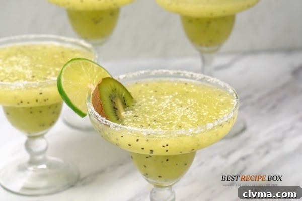 Frozen Kiwi Margaritas 5 Finished and garnished kiwi margarita