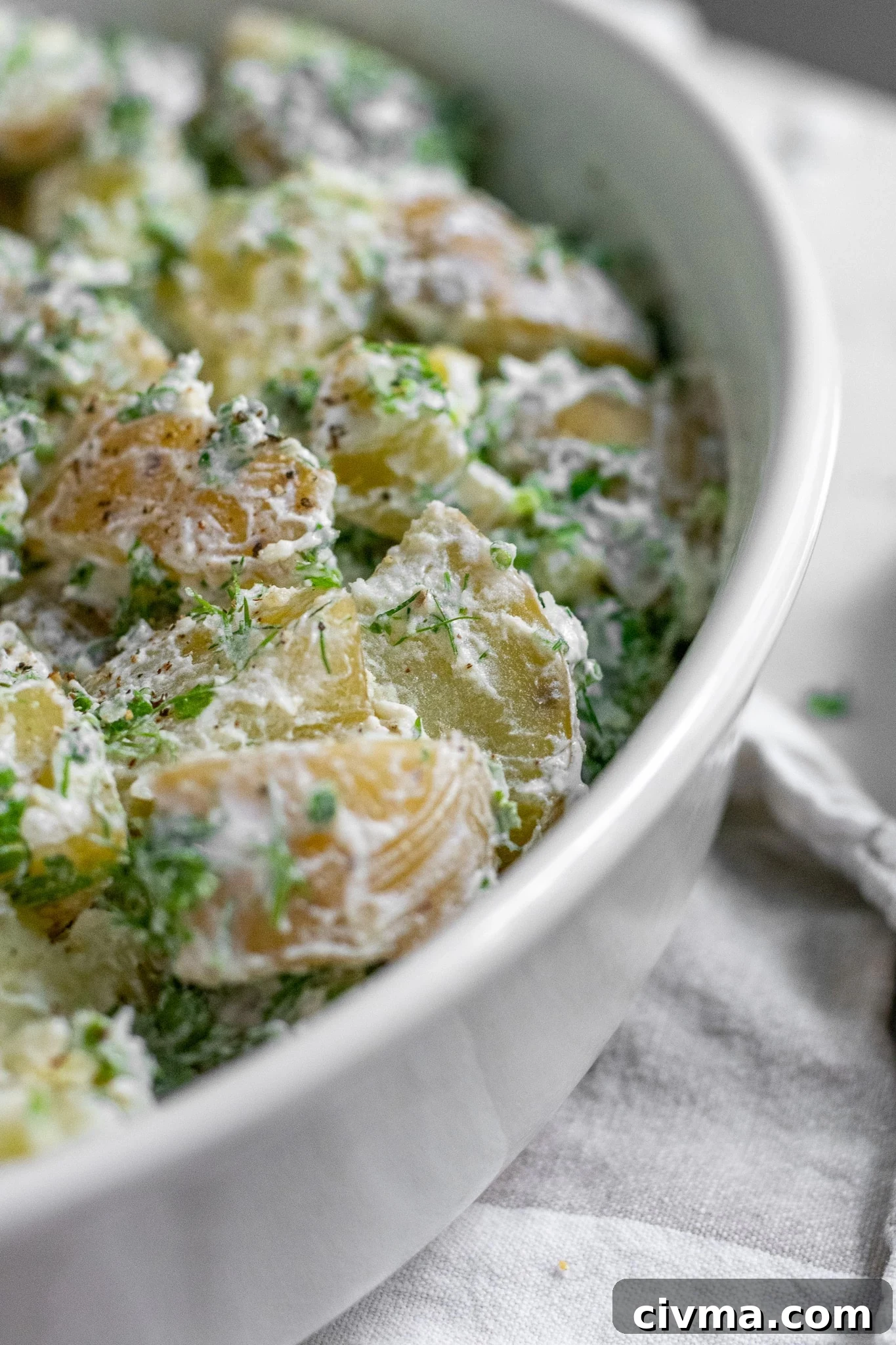 Creamy potato salad in a bowl.