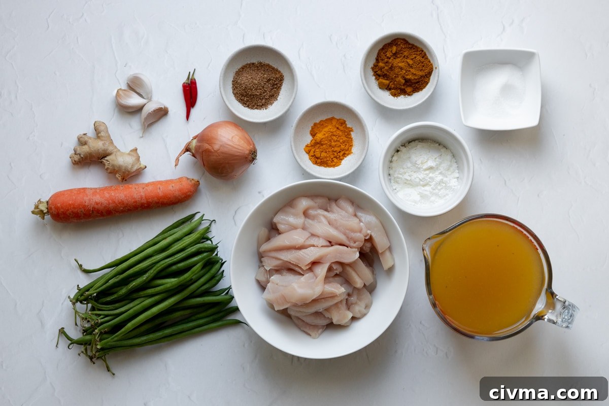 Ingredients for Chinese chicken curry