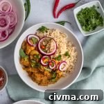Chicken dopiaza with rice