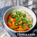 Bowl of north indian chicken curry and rice