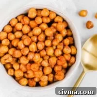 Small bowl filled with roasted chickpeas.