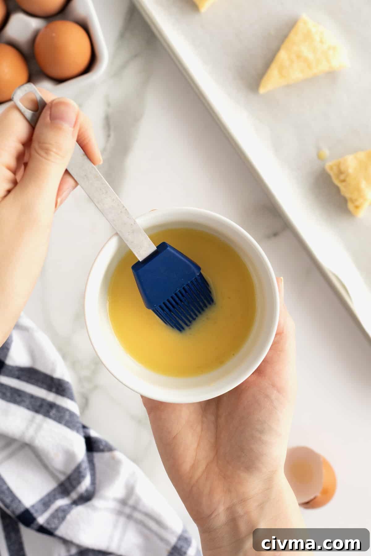 How to make an egg wash for baked goods.