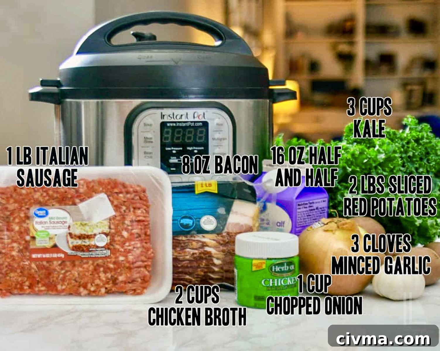 ingredients for instant pot zuppa toscana.