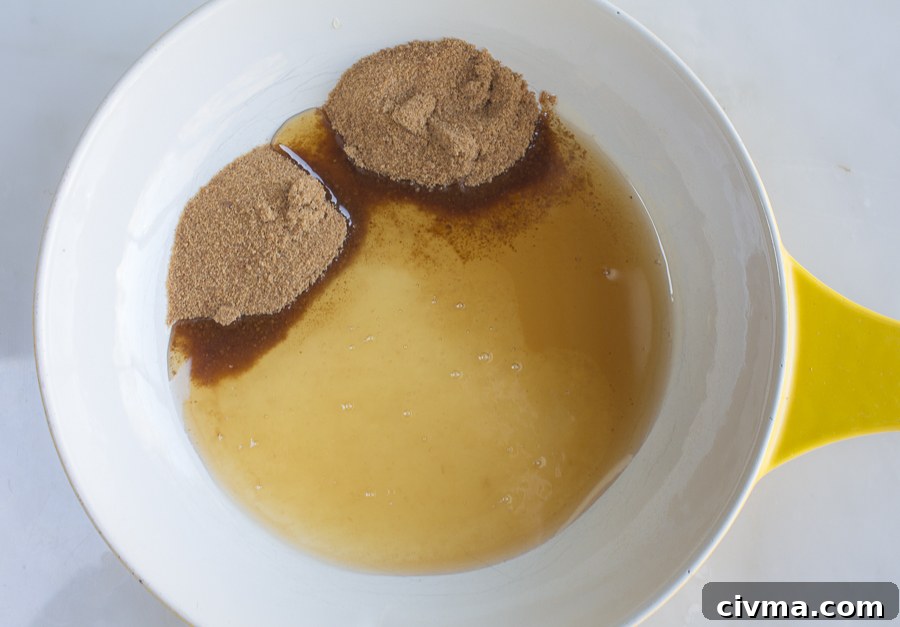 Warm the sweeteners and oil, then coat the matzo