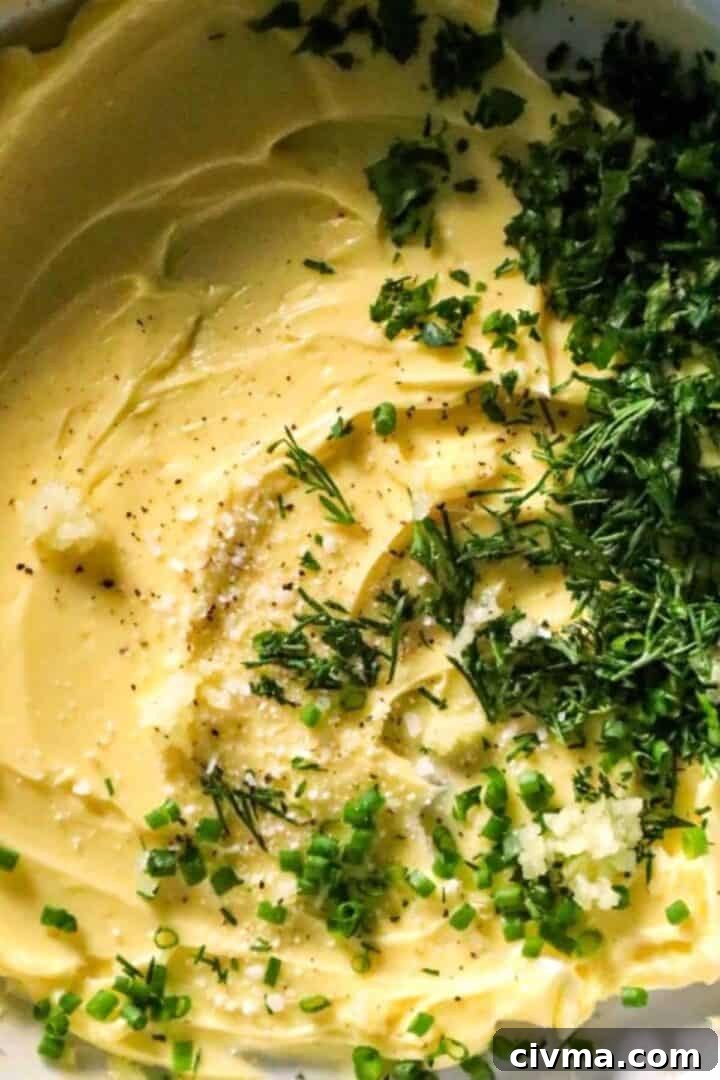 butter with fresh herbs and garlic