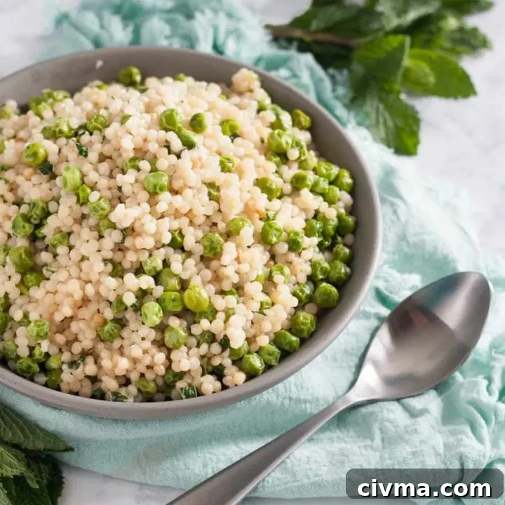 Mint provides a refreshing flavor to this mint pea couscous.
