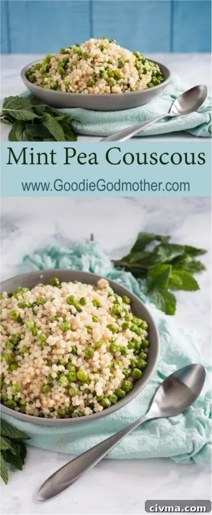 Mint Pea Couscous Salad 8 Use fresh or frozen peas to make this mint pea couscous. The recipe is perfect for spring.