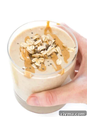 Peanut butter oatmeal smoothie.