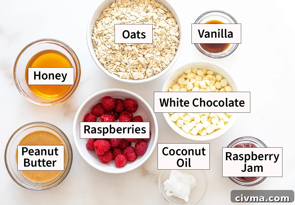 Ingredients for white chocolate oat cups.