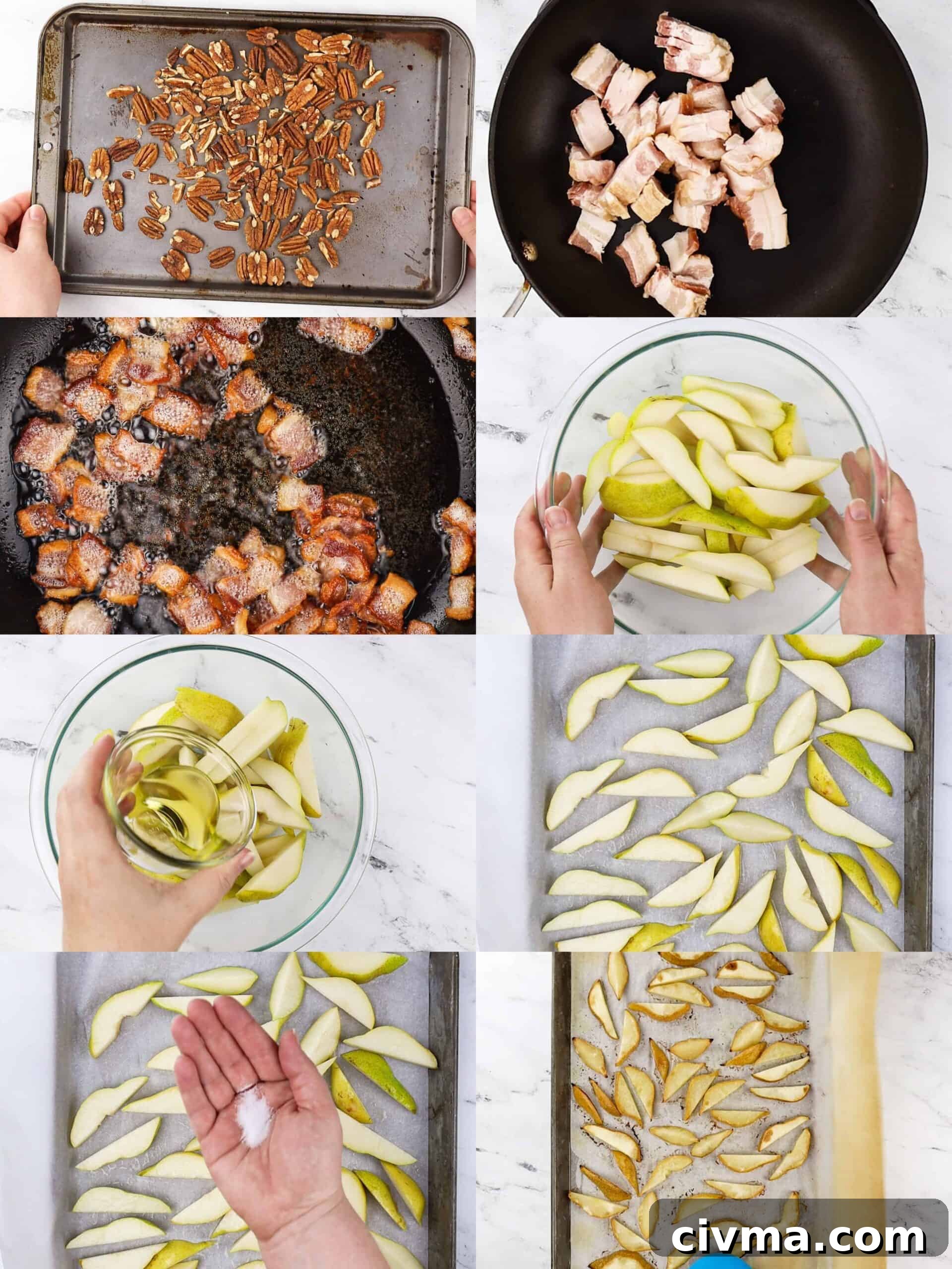 Process shots of how to make the salad