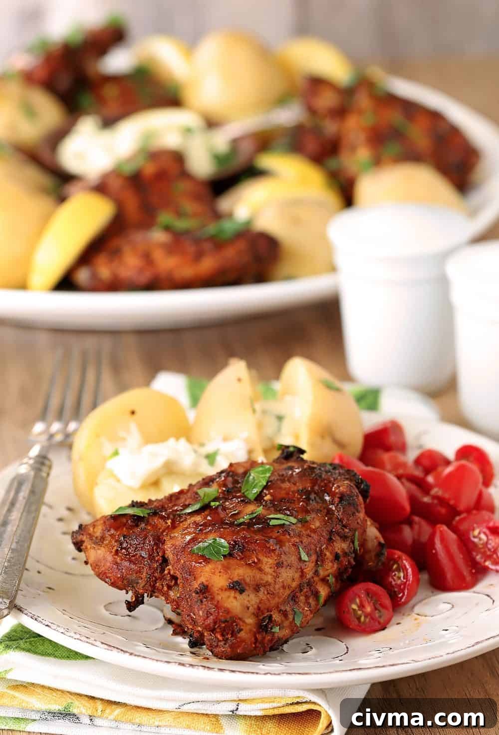 Spanish Seasonings accent chicken thighs served as tapas