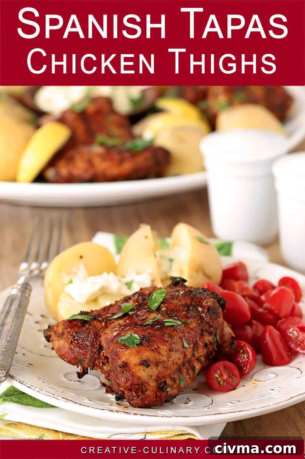 Pin for Spanish Seasonings accent chicken thighs served as tapas