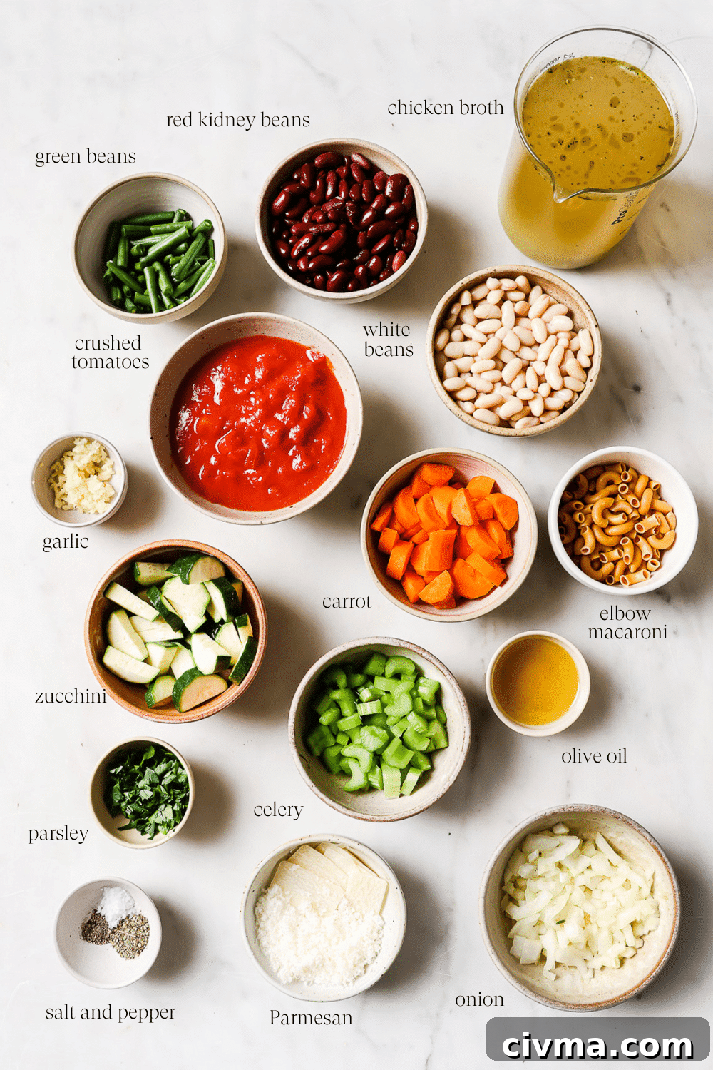 Small bowls of pre-measured ingredients.
