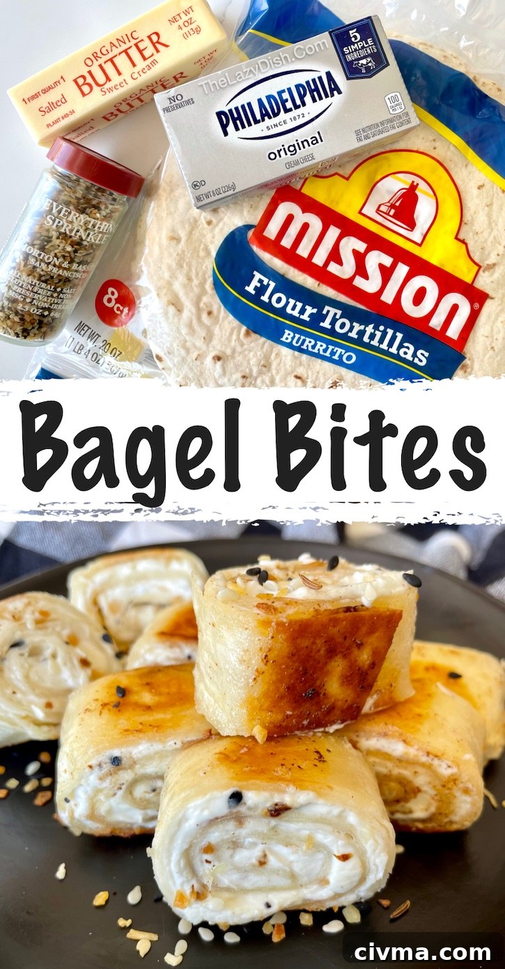 Crispy Bagel Bites | I'm always looking for fun recipes to make, and let me tell you, these cream cheese tortilla pinwheels are a hit with my family! If you're looking for easy snacks to make, these crispy bagel bites are the best for after school snacking, a last minute breakfast, or anytime you want something yummy to eat. 