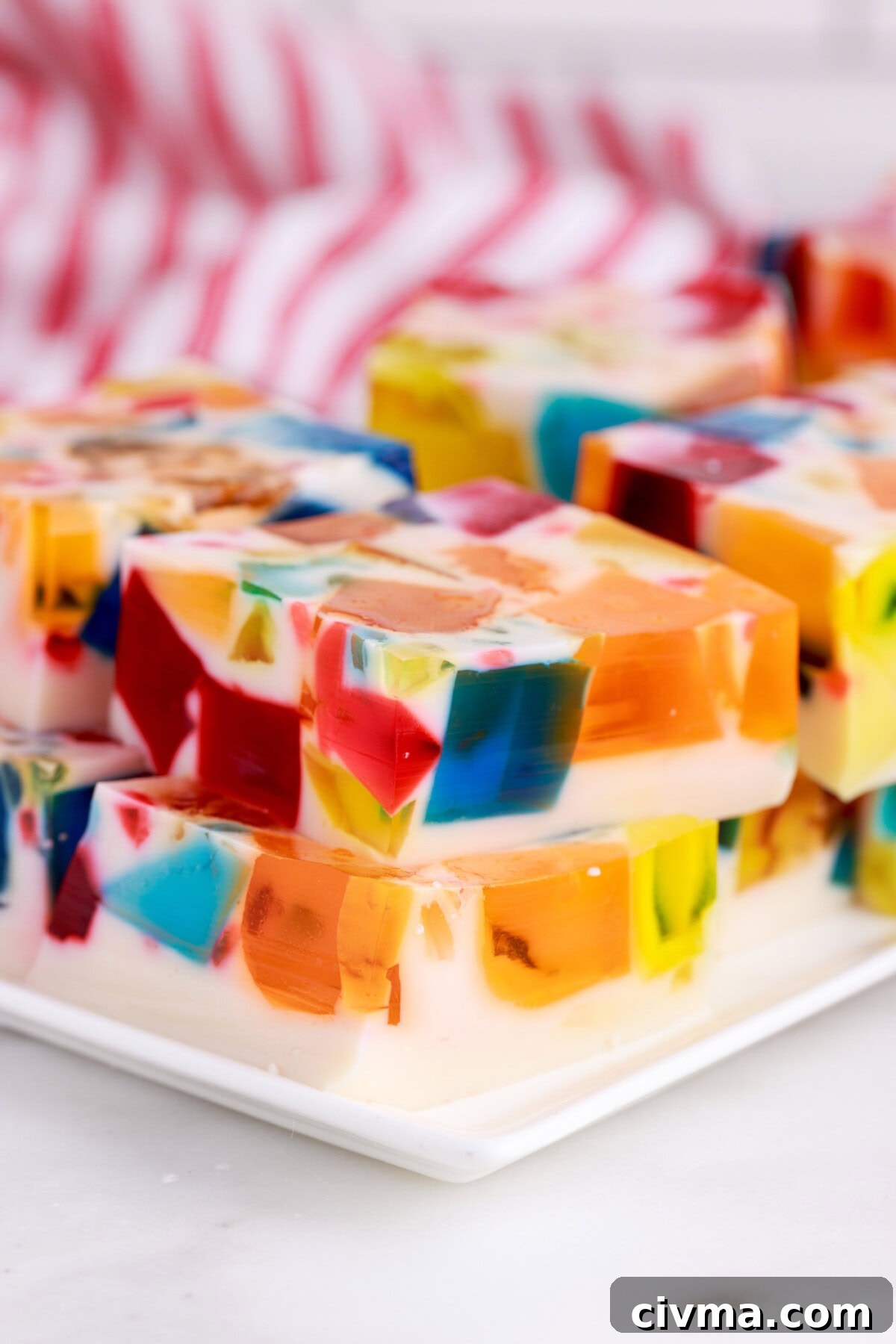 broken glass jello on a platter