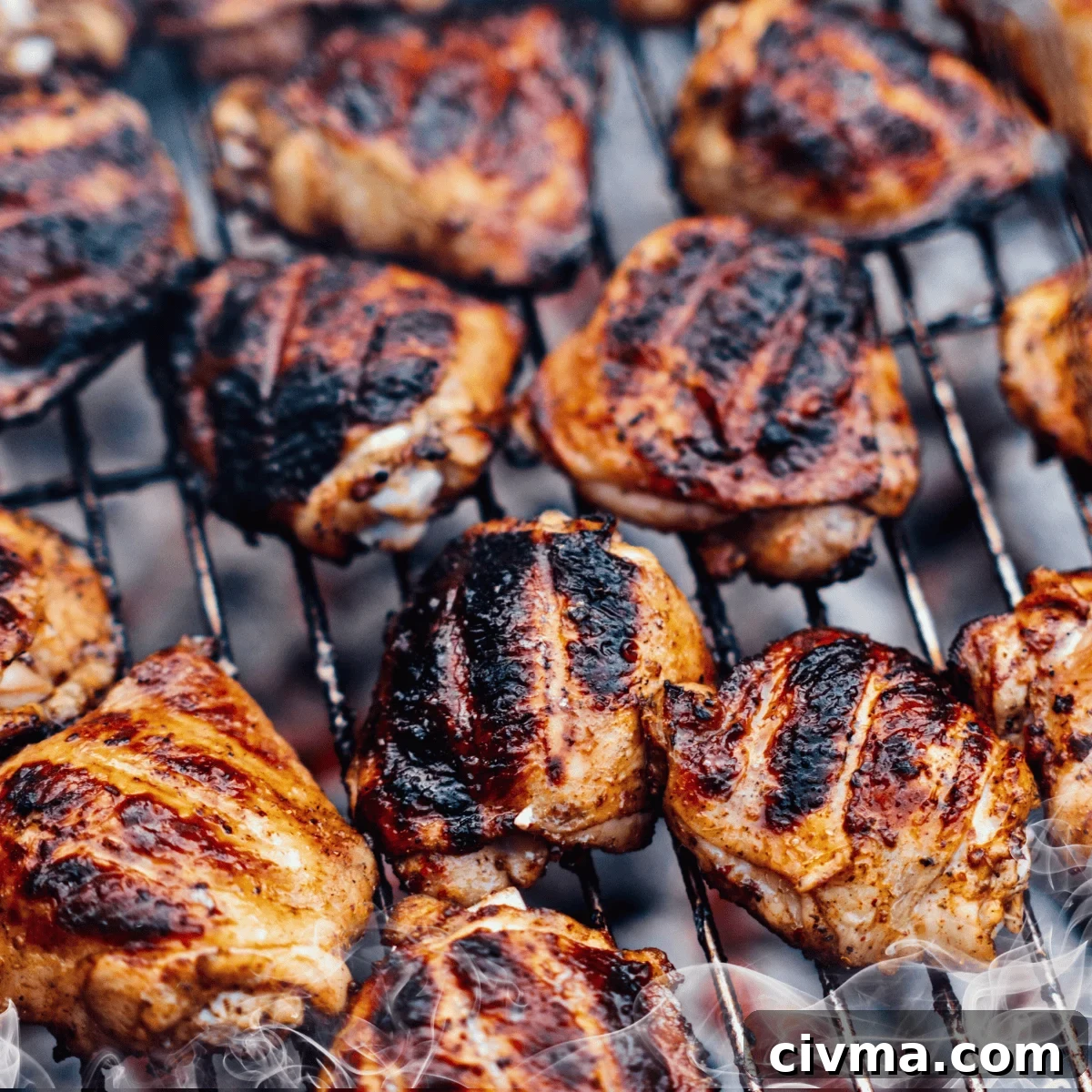 chicken thighs on charcoal grill