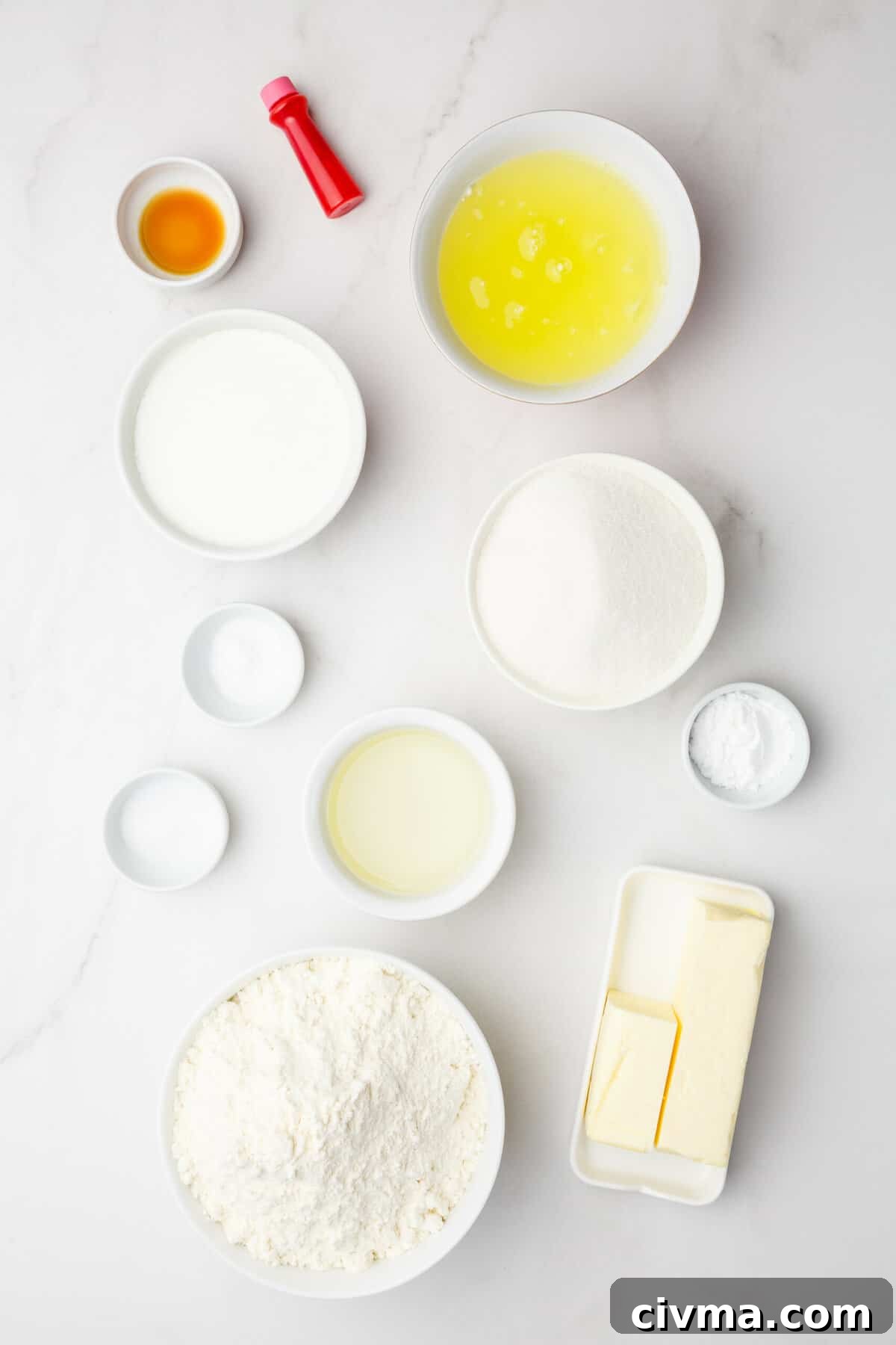 ingredients to make pink velvet cake.
