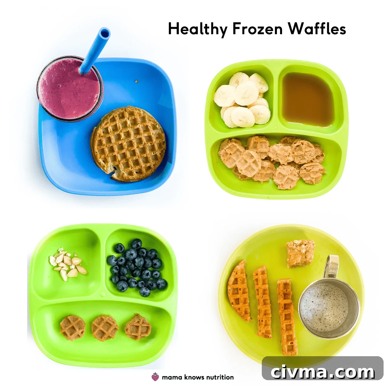 healthiest frozen waffles for breakfast on kids plates for toddlers