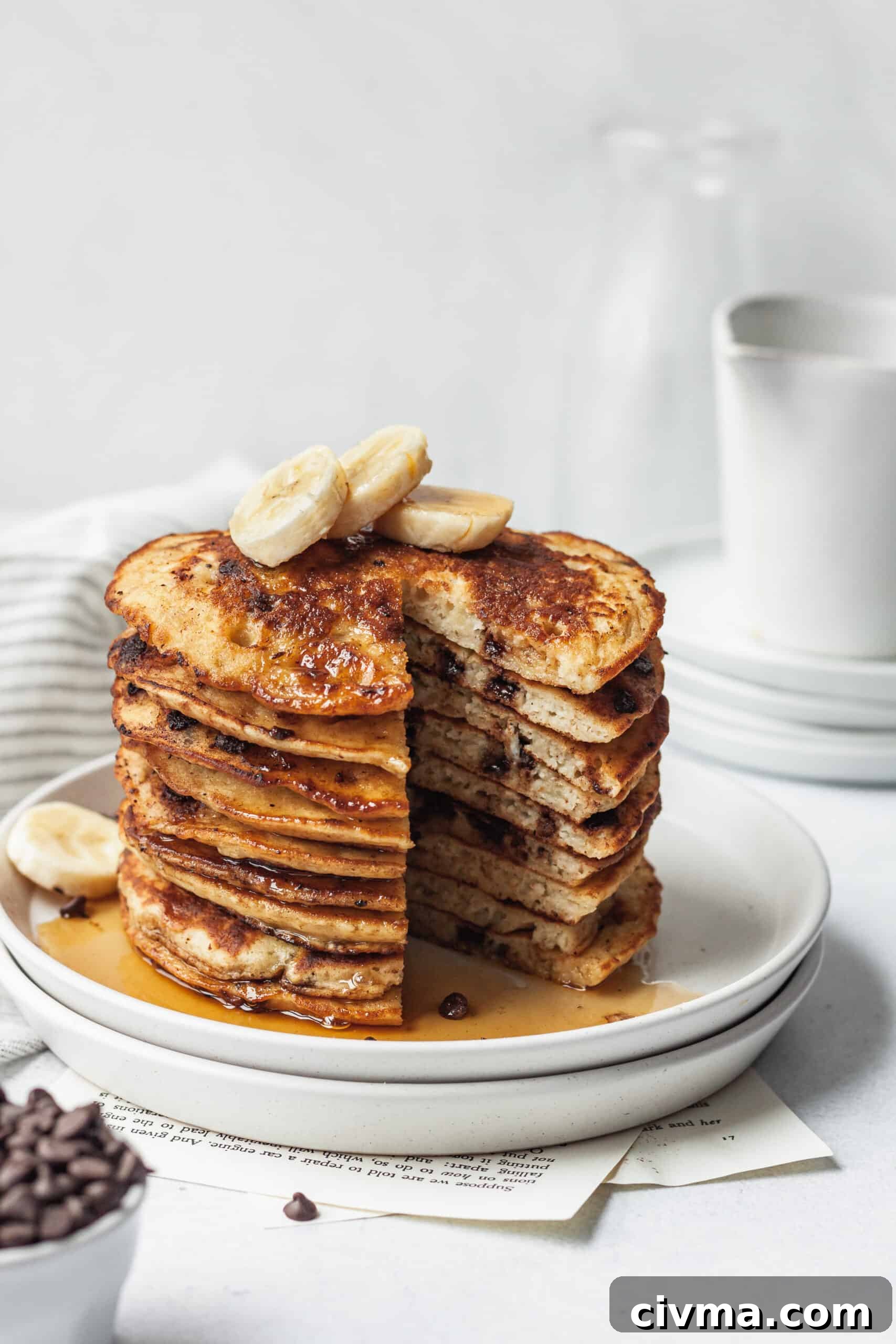 chocolate chip banana pancakes