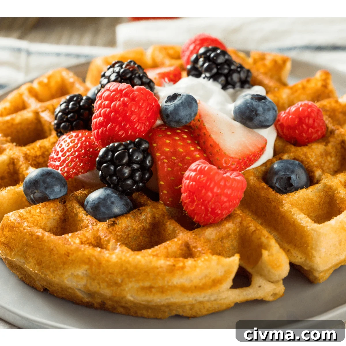 waffle topped with berries