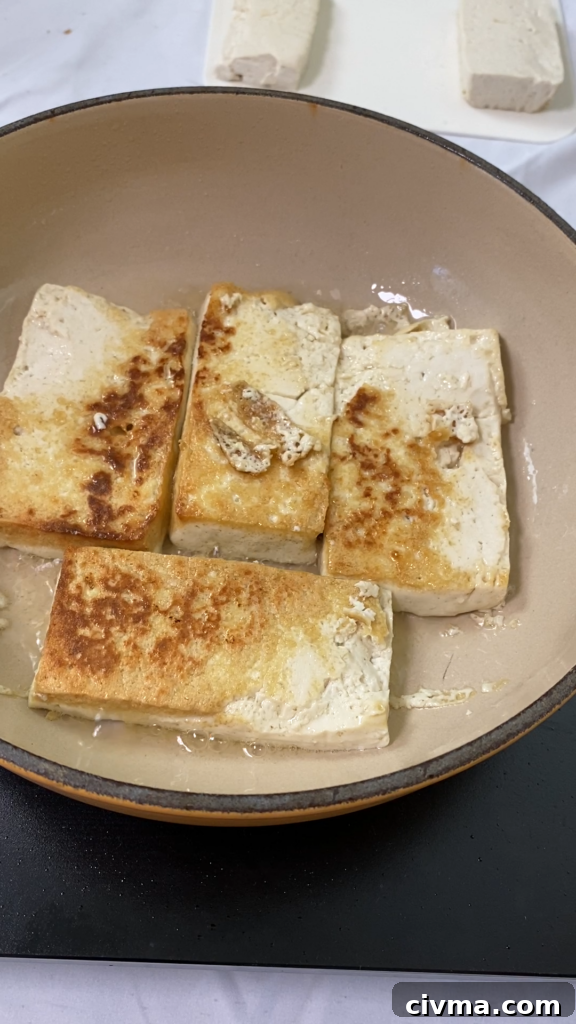 Pan-fried tofu for musubi